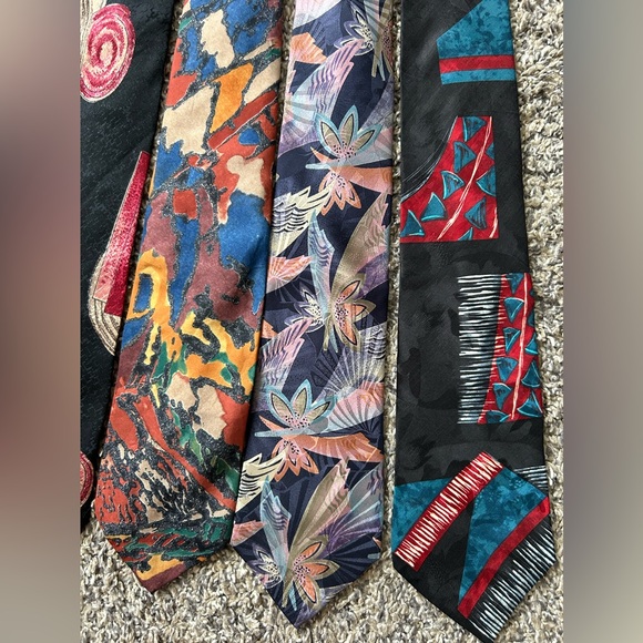 Bundle of 5 all silk men’s vintage abstract art ties - Picture 4 of 9